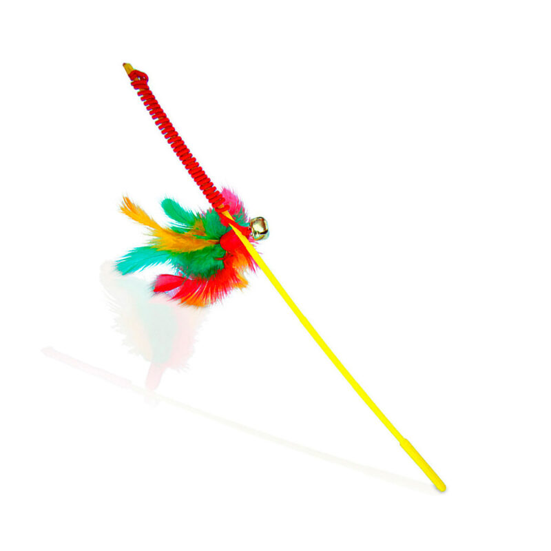 Brinquedo Chalesco Varinha com Pena e Guizo para Gatos - Cores Sortidas